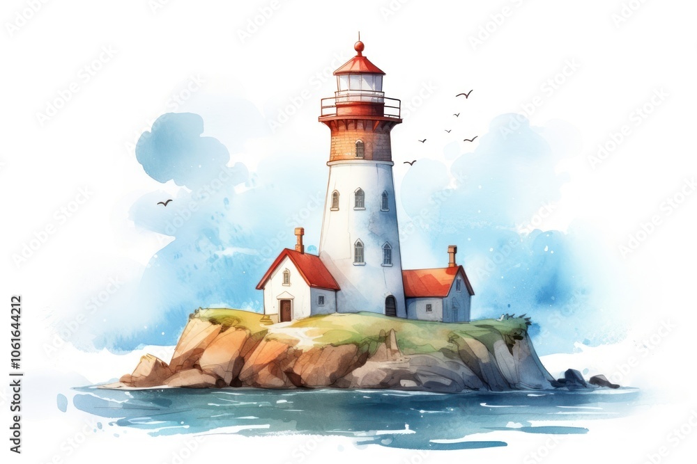 Poster lighthouse architecture building tower.
