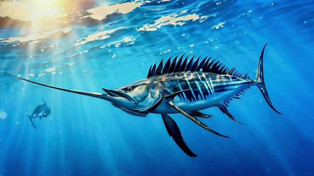 a sailfish  swia sailfish  swimming in  the oceanmming in  the ocean