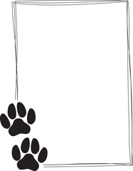 Hand drawn frames with pet footprints. Pet paw quote speech bubble. © Svitlana Tolmach 