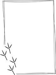 Hand drawn frames with pet footprints. Pet paw quote speech bubble.