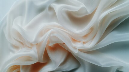 Fototapeta premium Soft, undulating folds of translucent fabric create a gentle, luxurious texture, inviting a sense of calm and delicate beauty.