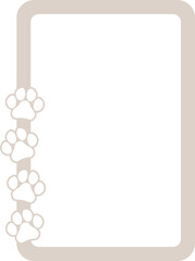 Cute kawaii frame with cat, dog and bird pawprints. Vector illustration