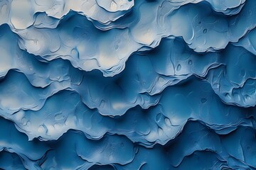 Abstract Layered Blue Waves - Ocean-Inspired Textured Design for Modern Decor