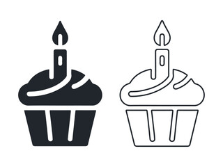 Birthday party cupcake with candle vector icon design