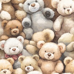 Cute teddy bears(Seamless Pattern and Tile image)