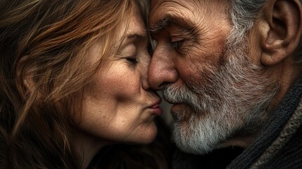 Obraz premium Two people embracing and exchanging affection, suitable for romantic or emotional context
