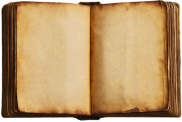 Timeless open vintage book, scholarly mockup page top view, weathered isolated aged blank empty, antique historical wisdom, literary treasured knowledge