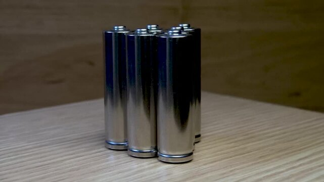 AA batteries with a shiny metal case