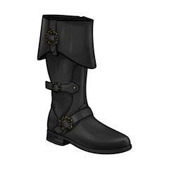 Pirate boots illustration on transparent background. Fantasy item illustration