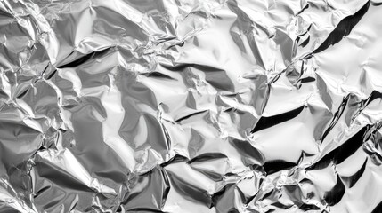 A close-up shot of a sheet of tin foil with a textured surface and a shiny finish