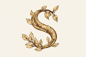 Naklejka premium A illustration of the letter S surrounded by leaves