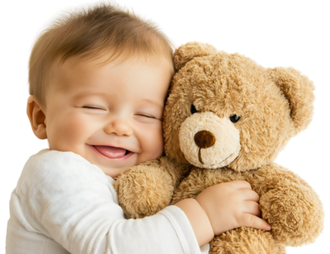 Tender baby hug teddy bear, gentle toy isolated adorable soft, loving stuffed friend doll child, sweet cuddly cheerful, playful happy innocent
