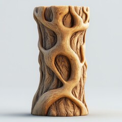 Carved Wooden Sculpture with Organic Abstract Patterns