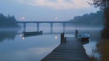 Obraz premium Misty Morning at the Dock.
