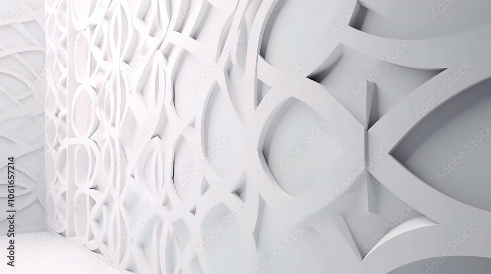 Poster white geometric pattern with soft shadow effects