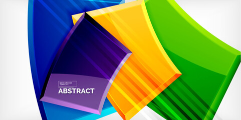 Round 3d shapes, plates background. Creative composition design template