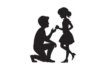 Propose silhouette vector illustration, Propose silhouette, Valentine 