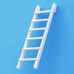 Minimalist White Ladder on Vibrant Blue Background