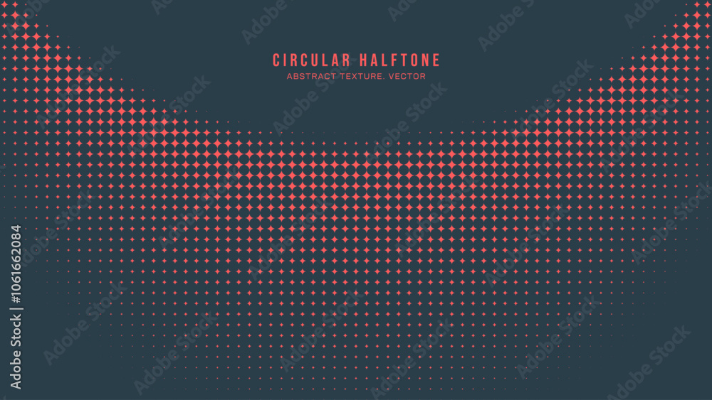 Poster circular halftone pattern semi circle border vector red black abstract background. mod y2k minimalis
