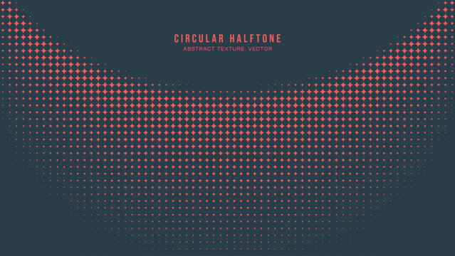 Circular Halftone Pattern Semi Circle Border Vector Red Black Abstract Background. Mod y2k Minimalistic Art Half Tone Graphics Semicircle Line. Retro Futuristic Sci-Fi Technology Art Illustration