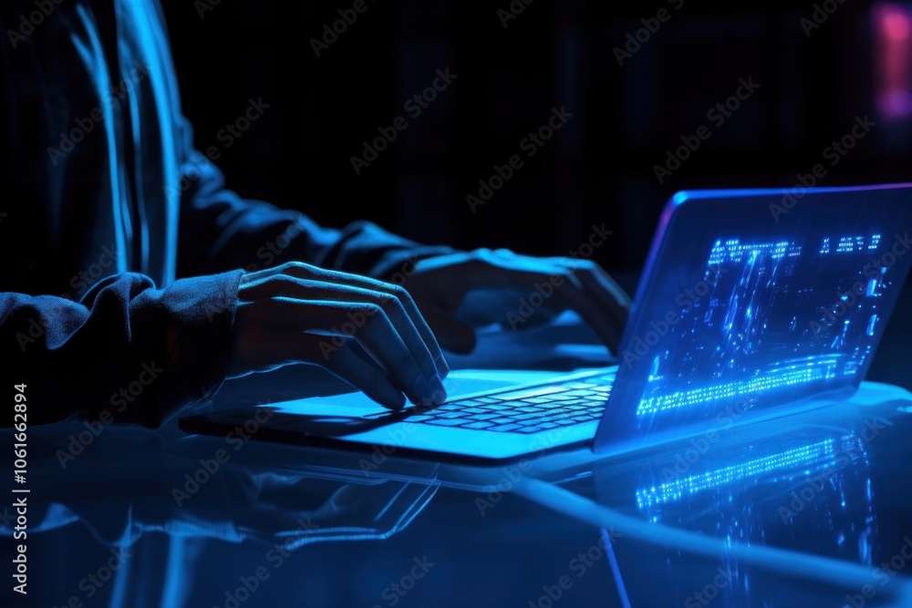 Poster compute computer laptop typing.