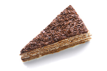 Piece of chocolate cake on a  plate
