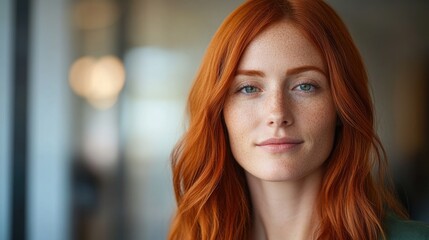 A close-up shot of a woman with bright red hair