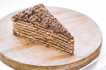 mikado cake on wooden board