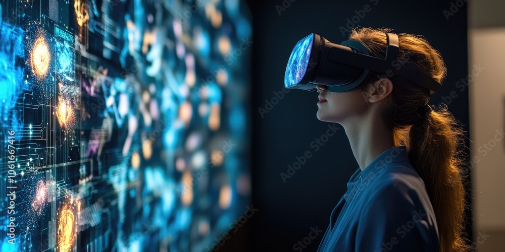 Aufkleber a futuristic technology showcase featuring augmented reality exhibits that highlight cutting-edge in
