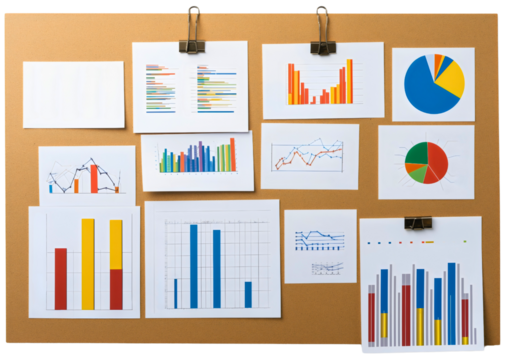 Strategic bulletin board analytics, dynamic infographic isolated chart graph, informative information office workflow design, professional modern efficient, collaborative organized systematic