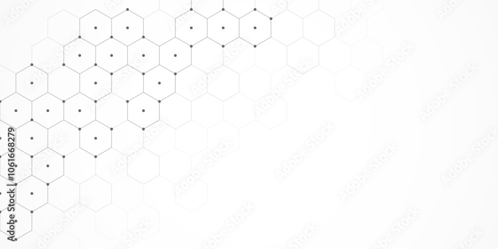 Poster Vector illustration of hexagons pattern. Geometric abstract background with simple hexagonal elements. Creative idea for medical, technology or science design