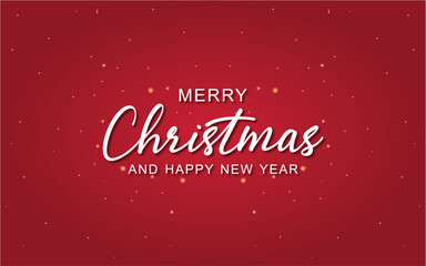 White text Merry Christmas and Happy New year over dark red background, Merry Christmas banner. Vector illustration