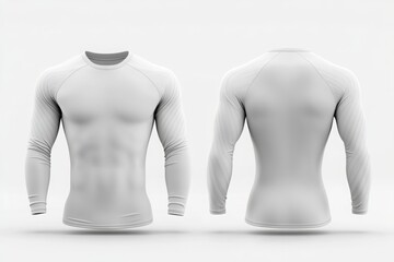 blank white rash guard mockup front and back view.
