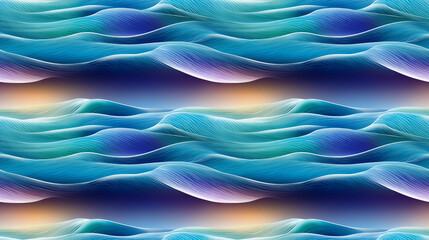 Fototapeta premium The image is a blue and white wave with a blue ocean background. The waves are very large and the ocean is very deep. The image has a calming and peaceful mood, as it depicts the beauty of the ocean