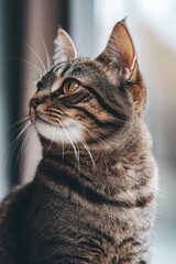 A close-up view of a curious cat gazing out the window, possibly thinking about its next adventure