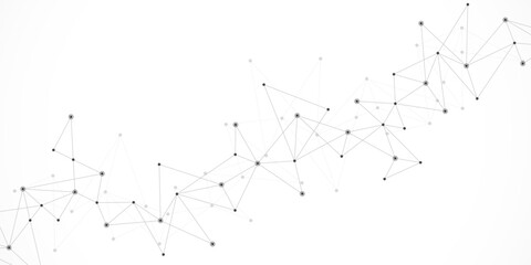 Vector illustration of minimalistic design with connecting the dots and lines. Abstract geometric background of science and technology concept