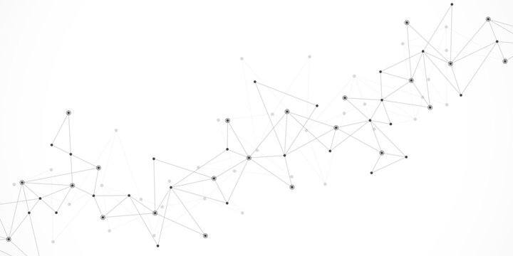 Vector illustration of minimalistic design with connecting the dots and lines. Abstract geometric background of science and technology concept