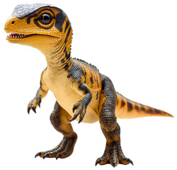 Naklejka premium Charming baby dinosaur cute, gentle animal isolated reptile wildlife, whimsical fantasy adorable creature dino, childish fun happy, little adorable wild