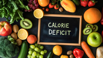 Strategic calories deficit weight loss, mindful diet nutrition fat count, focused application kcal health food, balanced fitness healthy, natural exercise slimming