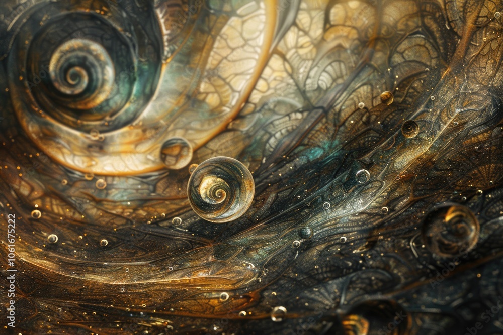 Poster a detailed view of an artistic spiral pattern on canvas