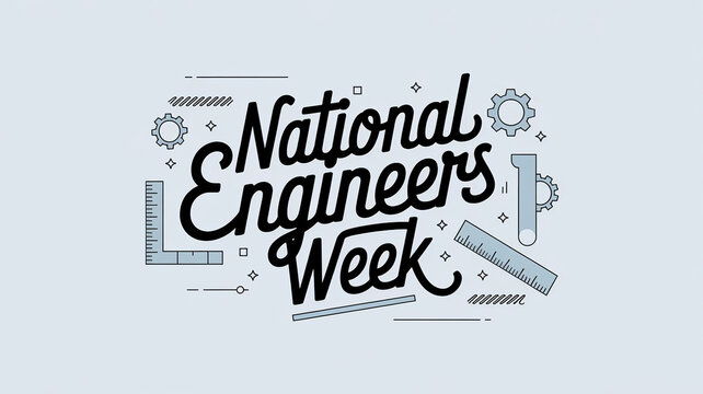 National engineers week lettering, party greeting card, calligraphy poster, generative AI