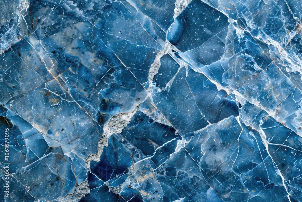 Poster a detailed view of a blue marble surface with intricate patterns and textures