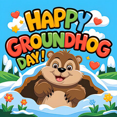 Fototapeta premium Happy Groundhog Day