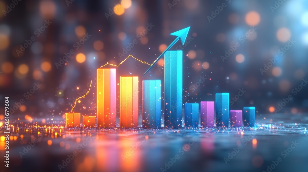 Poster analyze business growth trends using high-resolution bar charts with ascending values