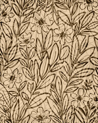 Fototapeta premium Printable botanical illustration. Rustic style home decor, wall decoration, picture in the frame. Grunge, vintage illustration.