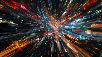 Vibrant fireworks display against dark night sky symbolizing new beginnings, dynamic burst of light captured with wide-angle lens, ample copy space for text or design elements.