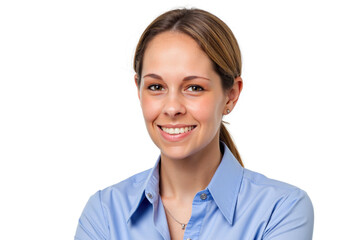 Smiling businesswoman portrait on white background