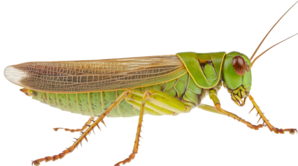 Vibrant grasshopper isolated green, fascinating insect bug animal antenna, agile wildlife macro creature nature, natural wild closeup, detailed fauna species