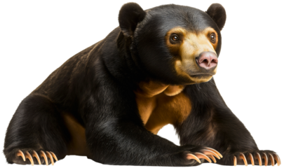Endearing sun bear black, charming funny animal isolated malayanus, gentle wildlife smallest beast mammal, exotic tropical endangered, wild cute rainforest