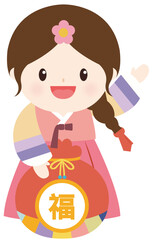 새해 여자 어린이 